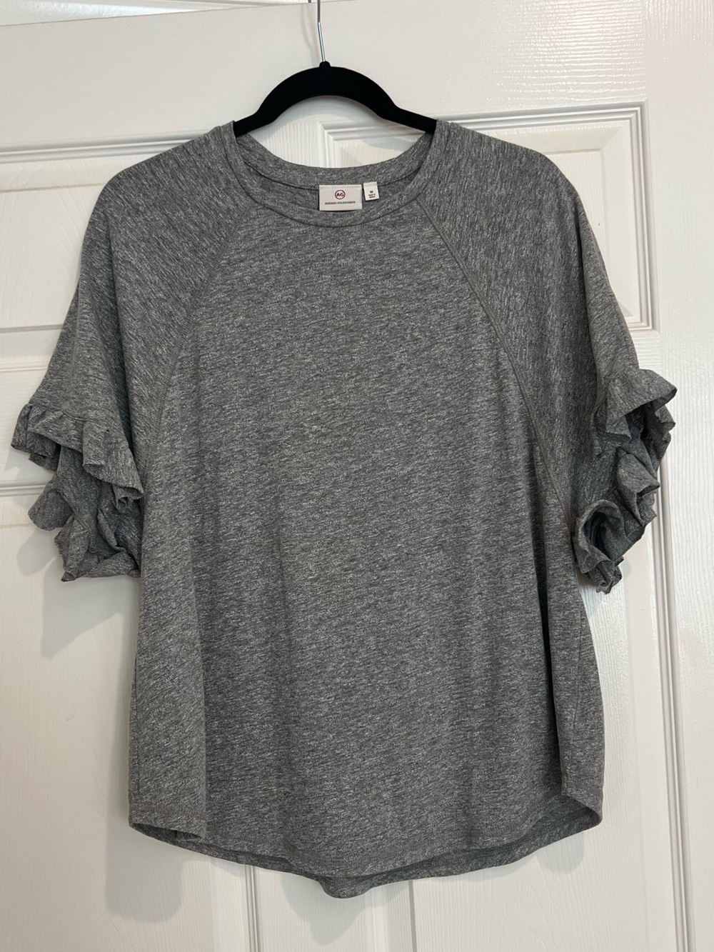 Ag Adriano Goldschmied Heather Gray Ruffle Sleeve Tee